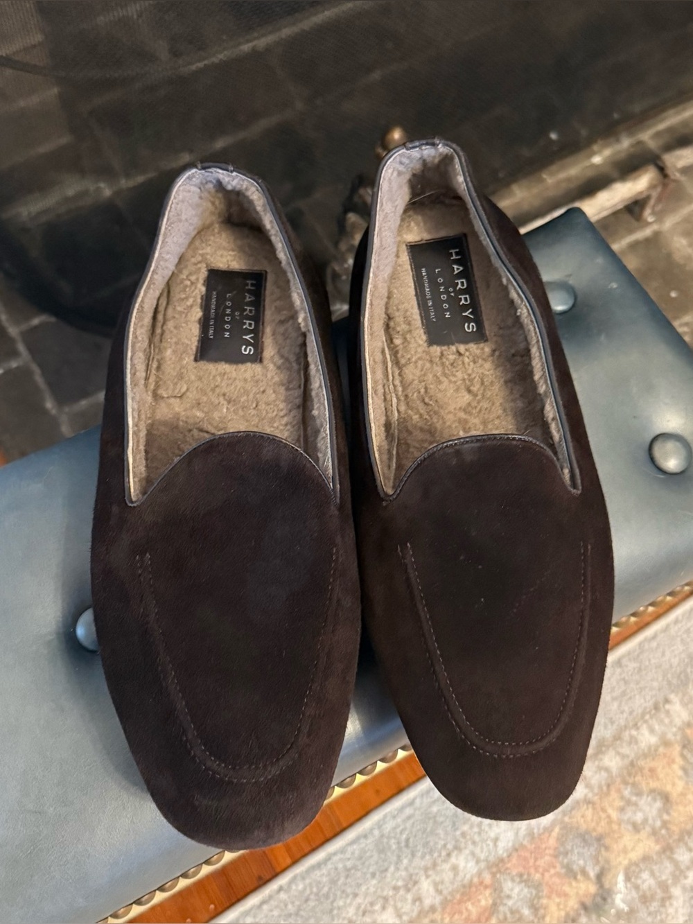 Harrys of London Hatfield Suede Slippers - Dark Chocolate Brown - EU 46 / US 13